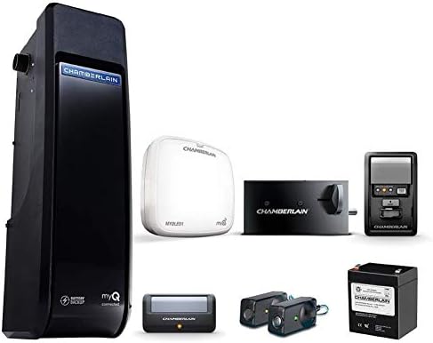 Chamberlain Smart Garage Door Opener - Wall Mounted with Battery Backup - Bright LED Lighting - myQ Smartphone Controlled Ultra Quiet Space Saving Direct Drive, Model RJO70, Black